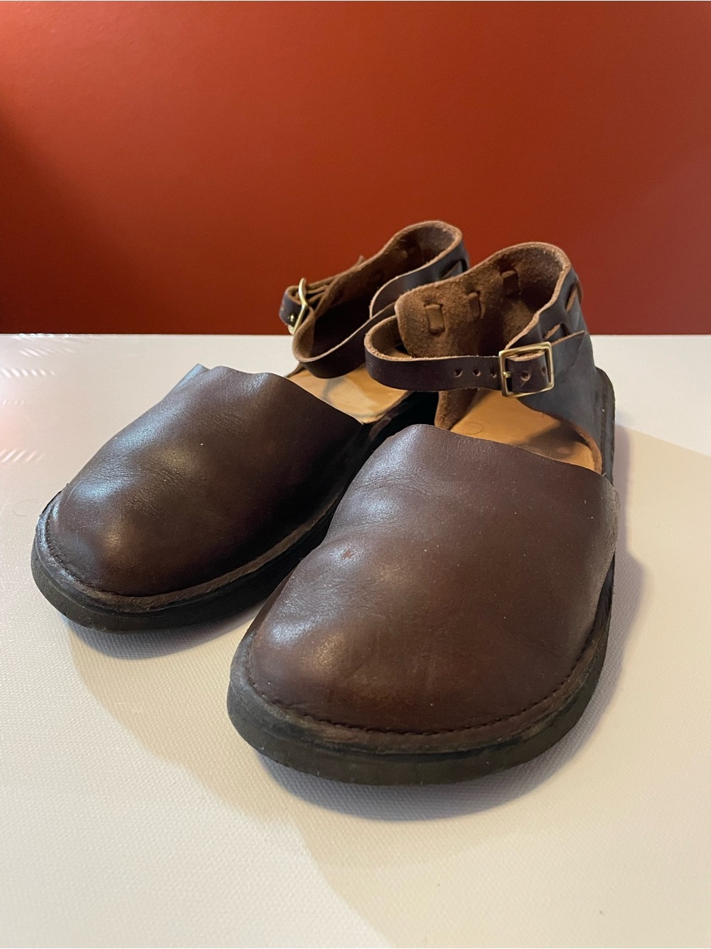 Aurora Shoe Co. Women’s Mary Jane Handmade Brown Leather Ankle Strap Slip Shoe